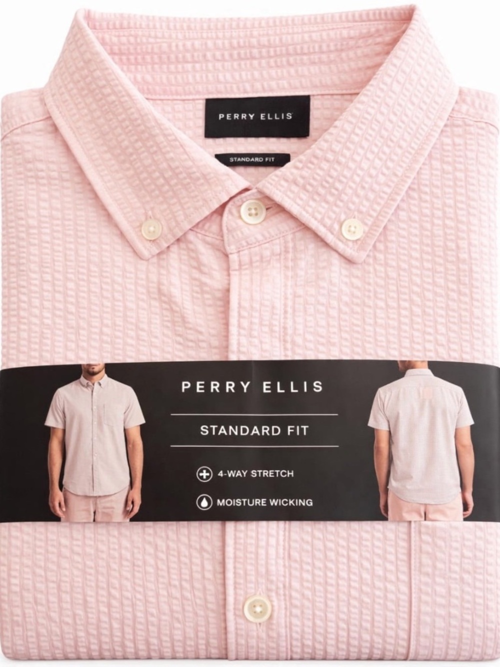 Perry Ellis Men's Standard Fit Button Down Shirt Color Pink